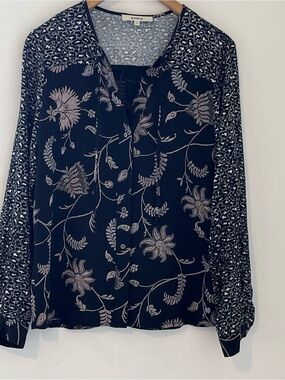 Garcia Floral Bohemian Long Sleeve Button-Down Blouse